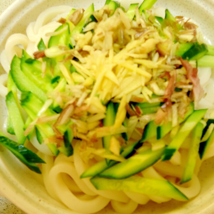 みょうがときゅうりの冷やしうどん